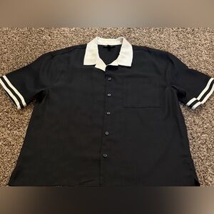 INC International Concepts Black Shirt with White Collar